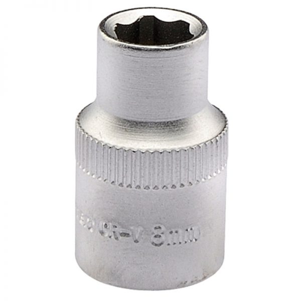 Expert 8mm 3/8" Square Drive Hi-Torq® Satin Chrome 6 Point Socket