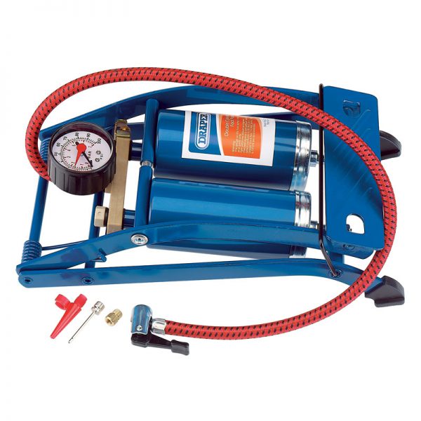 Double Cylinder Foot Pump with Pressure Gauge