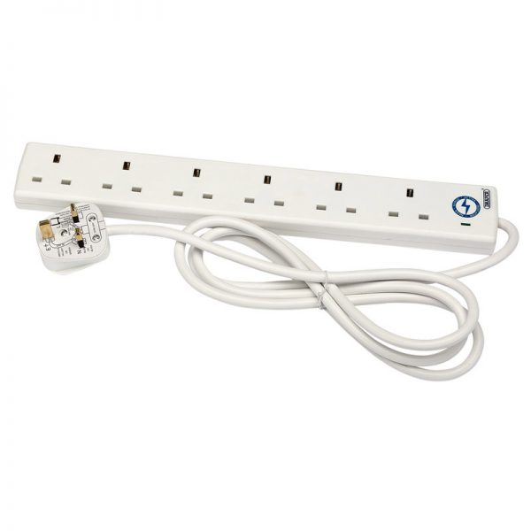 6 Way 2 Metre Surge Protected Extension Lead