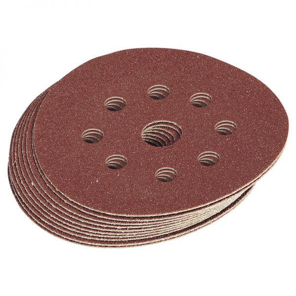 Ten 125mm 60 Grit Hook and Loop Sanding Discs