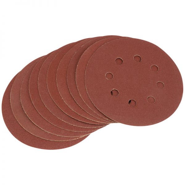 Ten 125mm 100 Grit Hook and Loop Sanding Discs