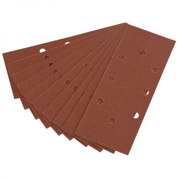 Ten 232 x 92mm 80 Grit Aluminium Oxide Sanding Sheets for 63128 Random Orbit Sander