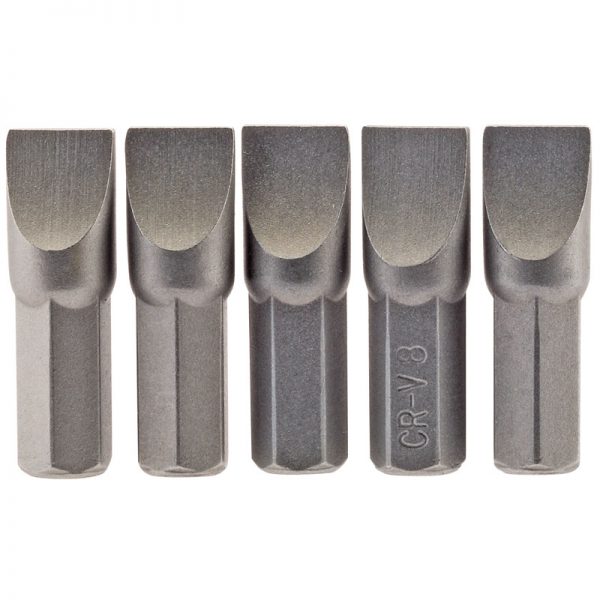 8.0mm 1/4" Hex. Plain Slot Insert Bit 25mm Long x 5