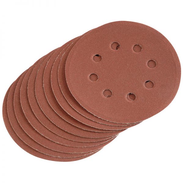 Ten 125mm 240 Grit Hook and Loop Sanding Discs