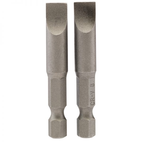 8mm 1/4" Hex. Plain Slot Insert Bit 50mm Long x 2