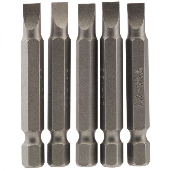 5.5mm 1/4" Hex. Plain Slot Insert Bit 50mm Long x 5