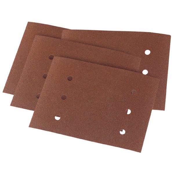 Ten 115 x 145mm Assorted Grit Aluminium Oxide Sanding Sheets